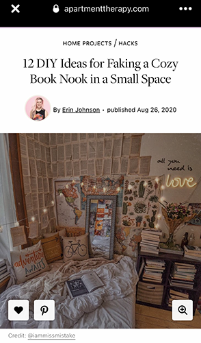 cozy article about cozy booknooks