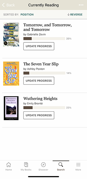 goodreads progress page